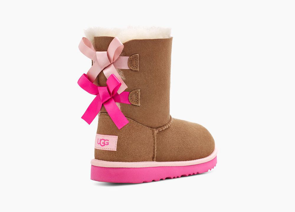 Ugg Bailey Bow Ii - Kids Boots - Brown / Pink - NZ (4396PRWXA)